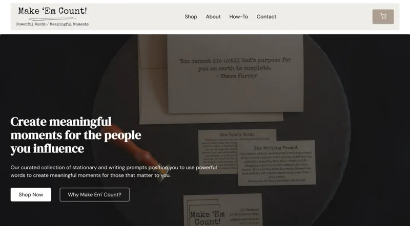Make 'Em Count homepage hero screenshot